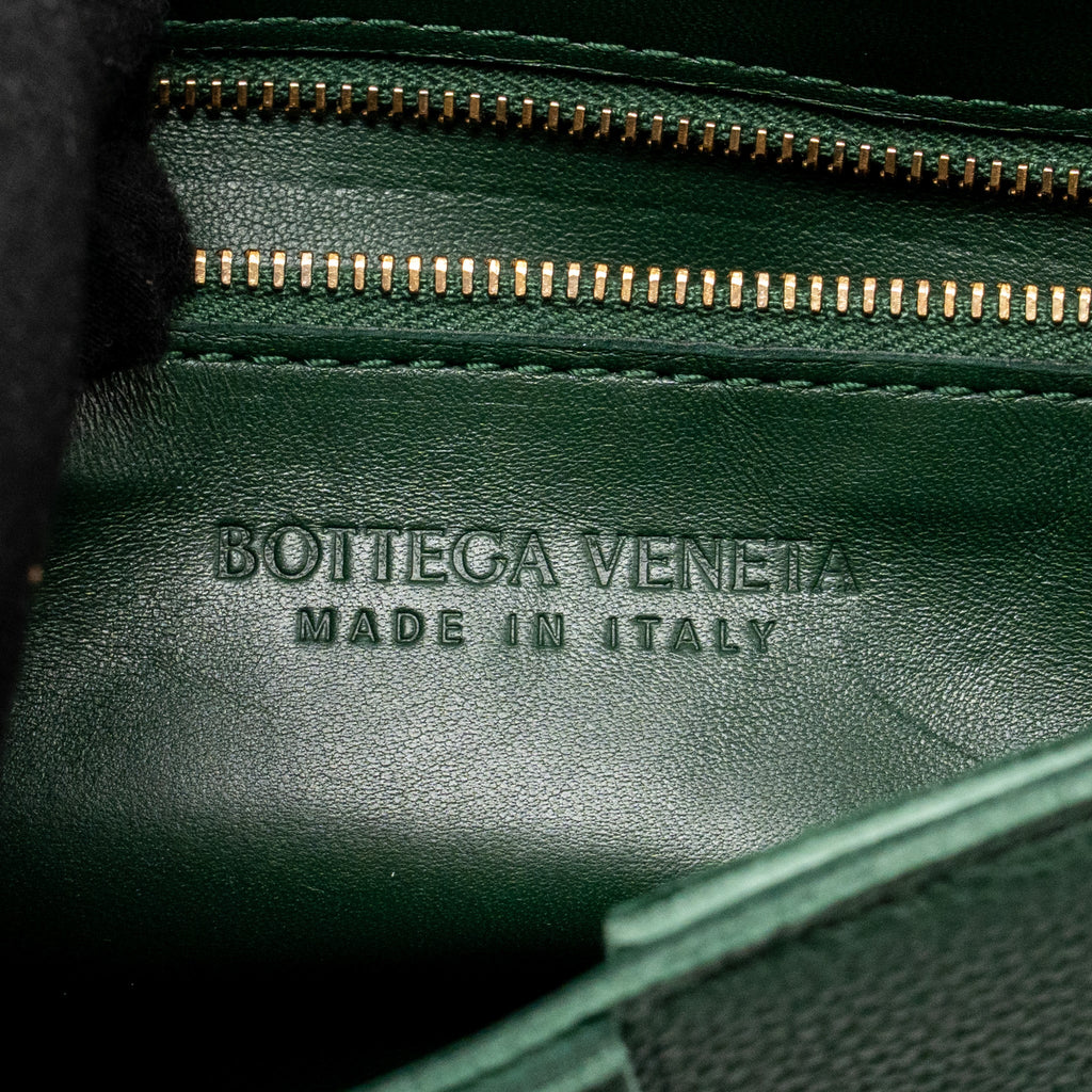 BOTTEGA VENETA SMALL CASSETTE BAG CHARM STRAP LIMITED EDITION CALFSKIN GREEN GHW