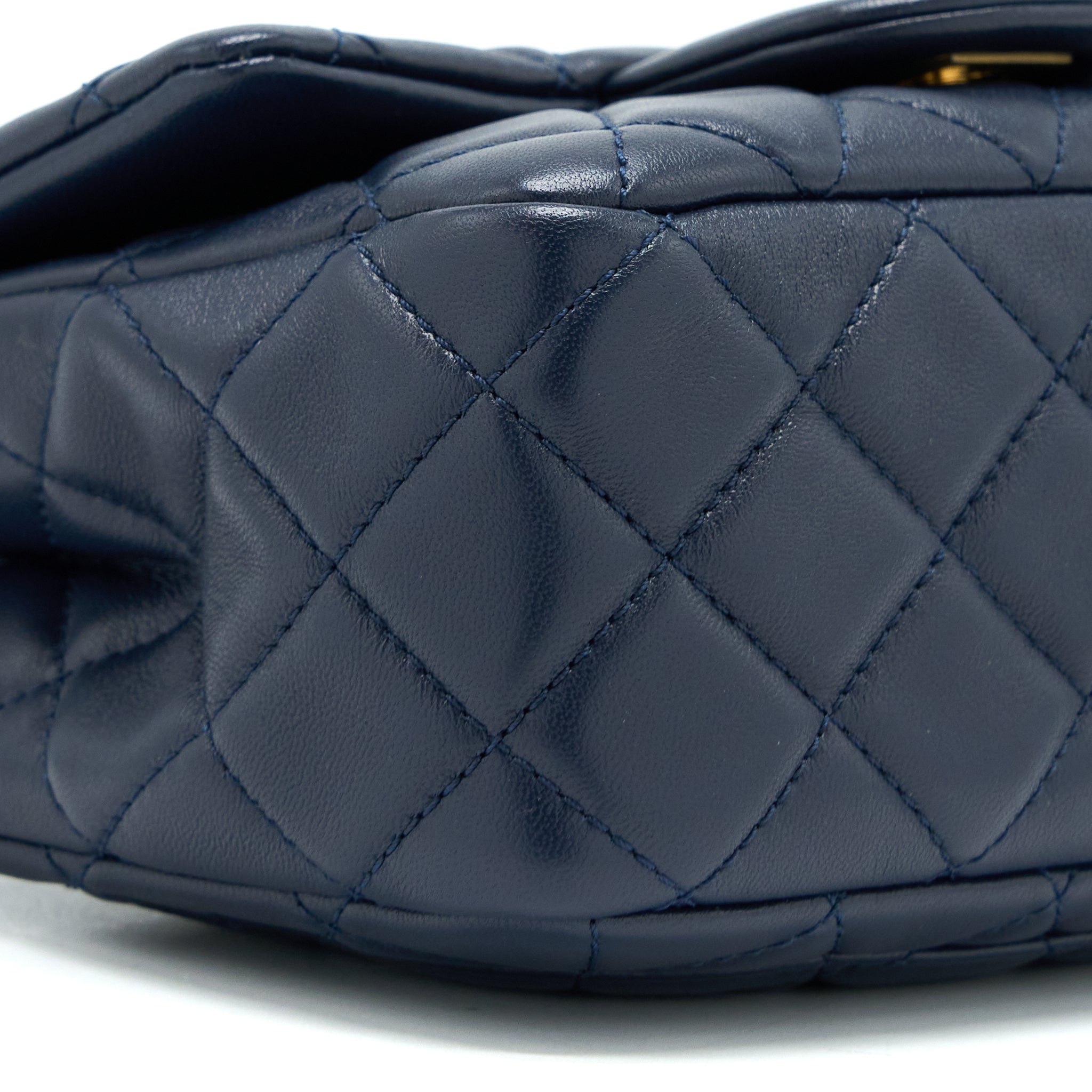 CHANEL PEARL CRUSH MINI SQUARE LAMBSKIN NAVY BRUSHED GHW