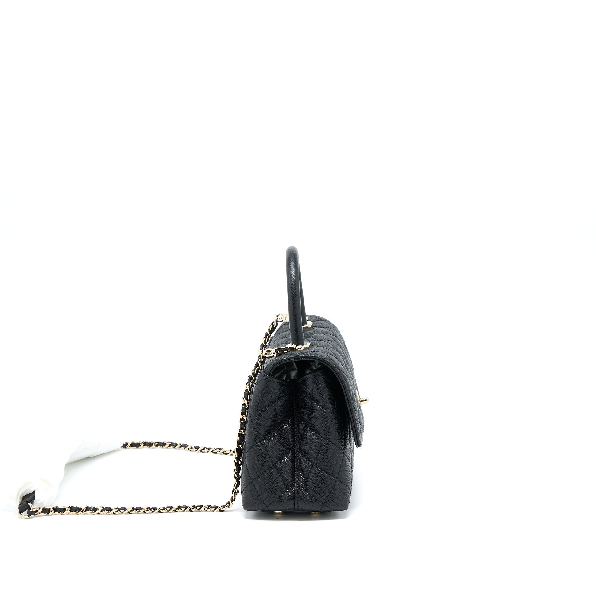 CHANEL SMALL COCO HANDLE CAVIAR BLACK LGHW (MICROCHIP)