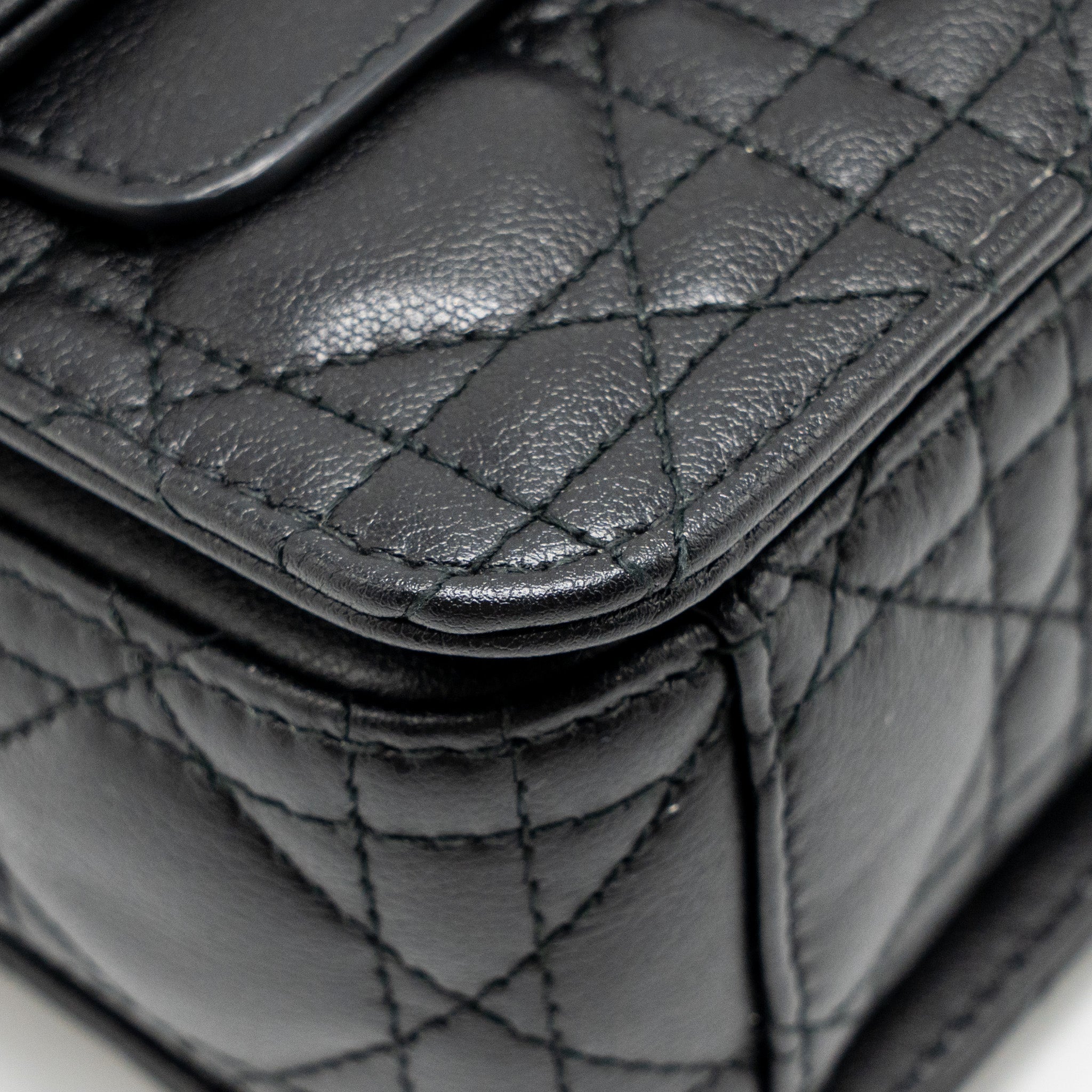 DIOR SMALL DIOR JOLIE TOP HANDLE BAG CANNAGE CALFSKIN BLACK GHW