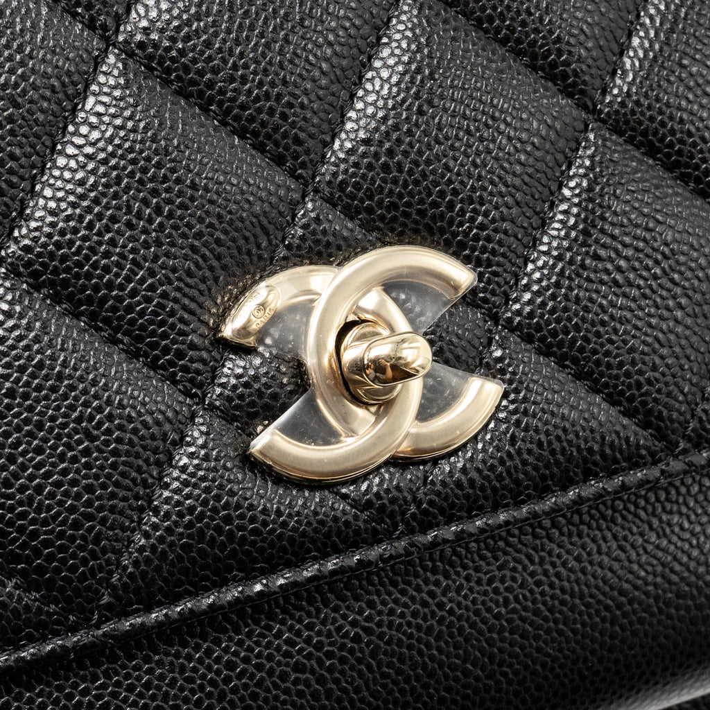 CHANEL MEDIUM BUSINESS AFFINITY CAVIAR BLACK LGHW (MICROCHIP)