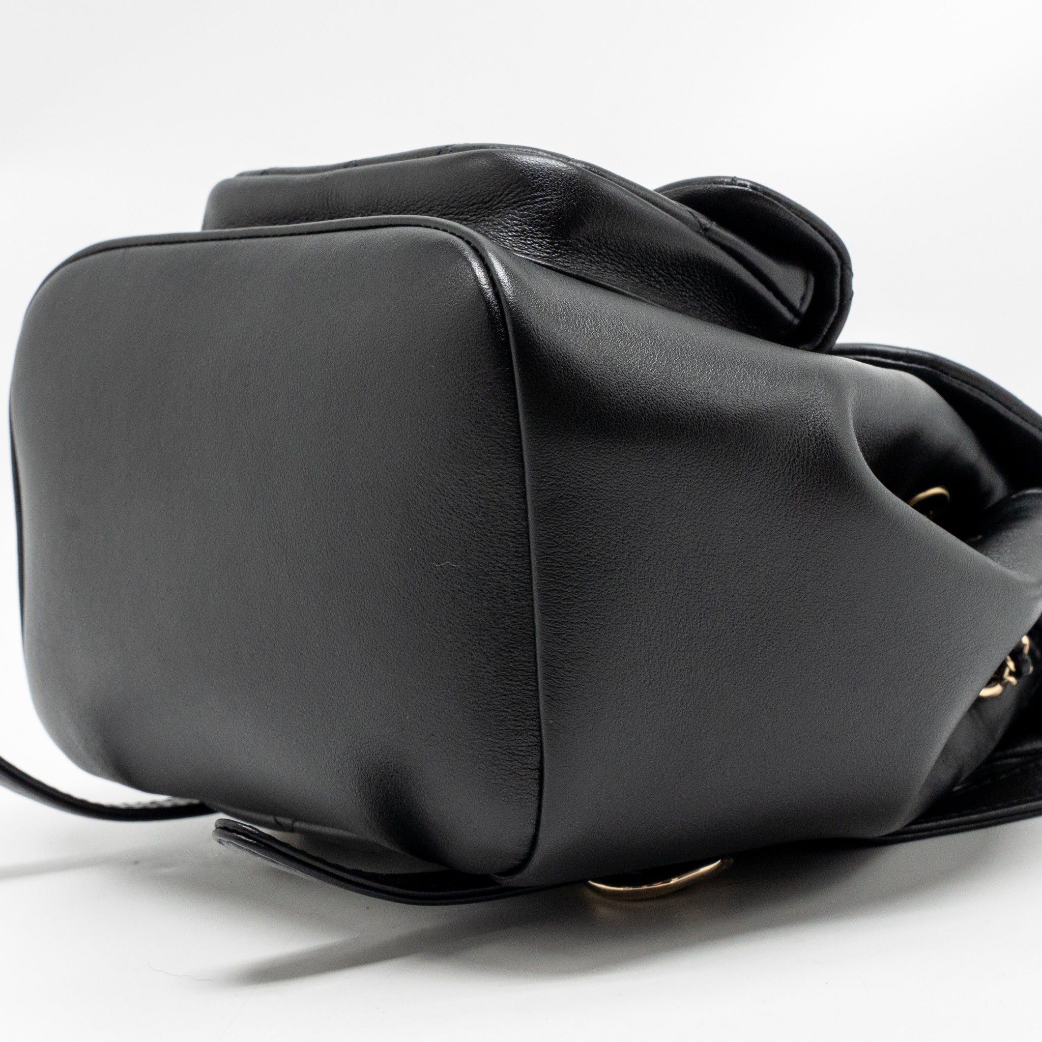 CHANEL MINI DUMA BACKPACK CALFSKIN BLACK LGHW (MICROCHIP)