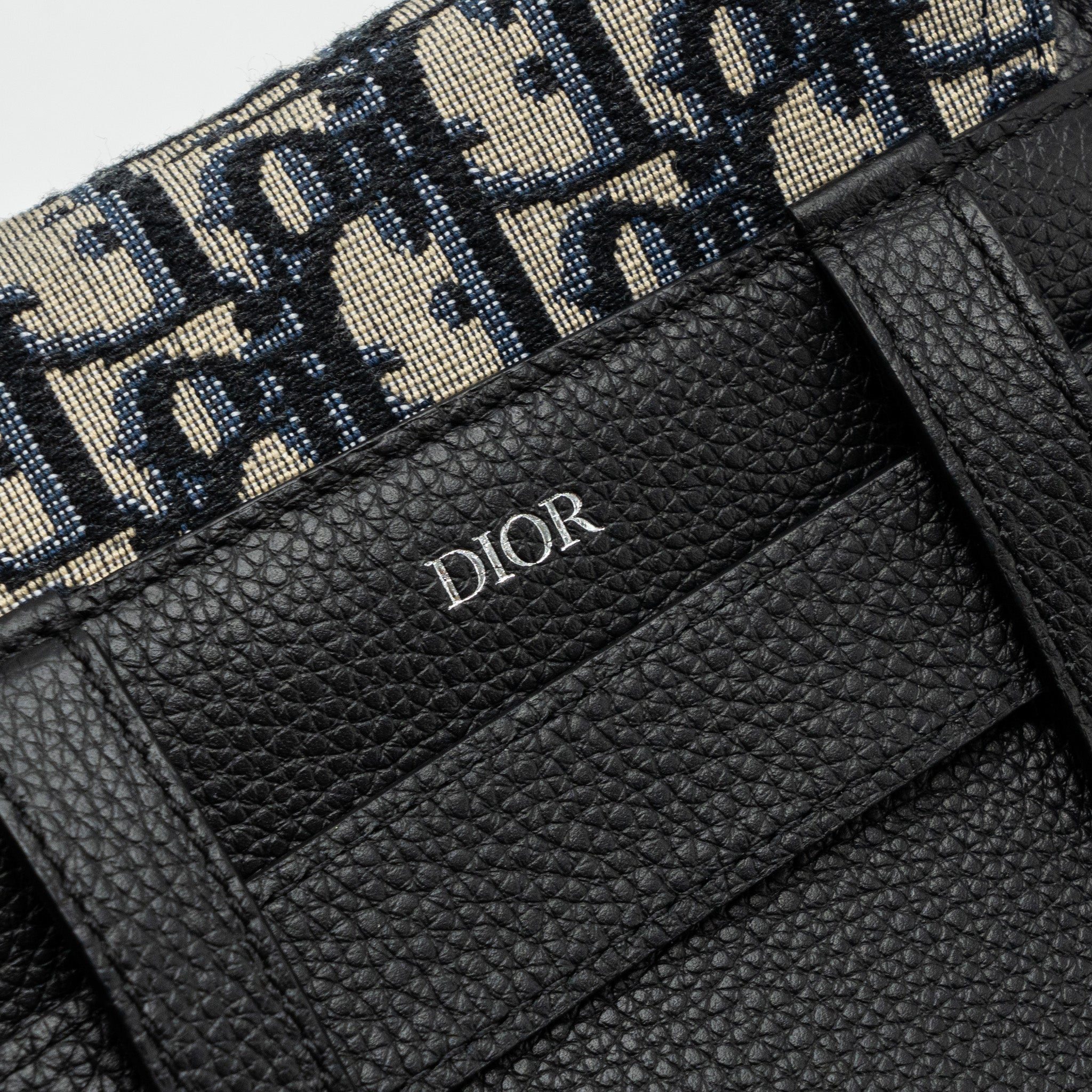 DIOR SADDLE BELT BAG BLUE DIOR OBLIQUE JACQUARD BLACK HARDWARE