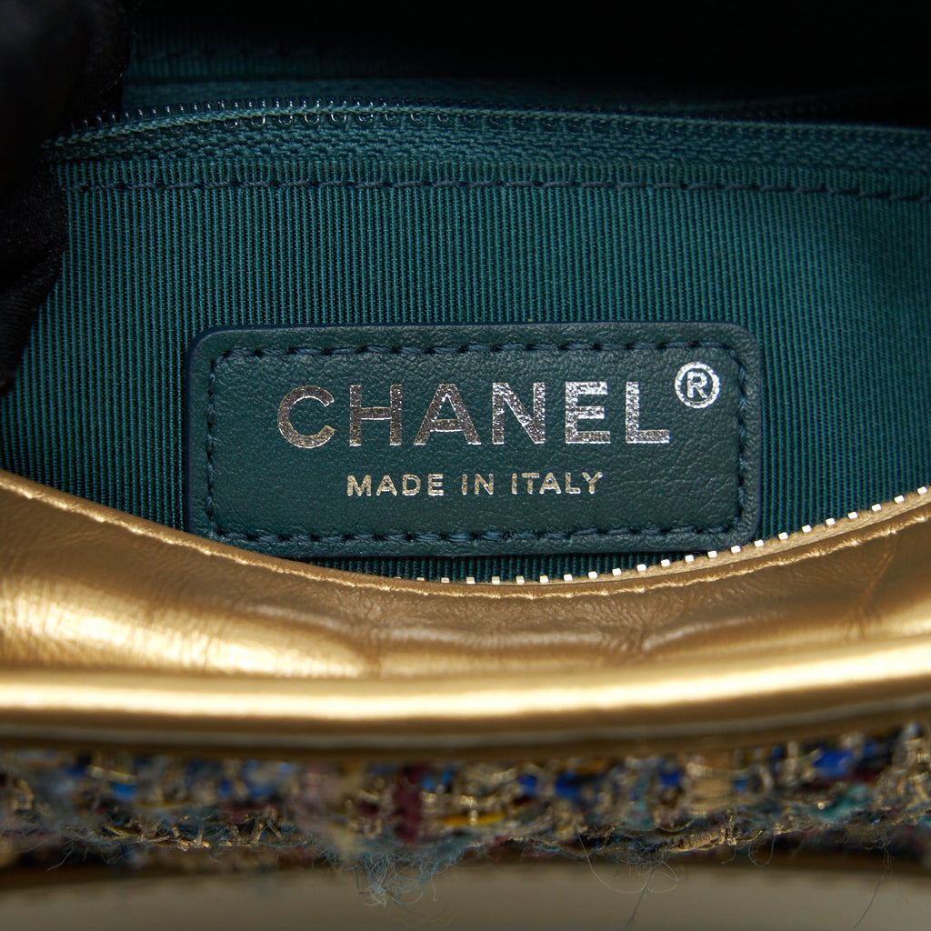 CHANEL SMALL GABRIELLE HOBO BAG TWEED GOLD/MULTICOLOUR