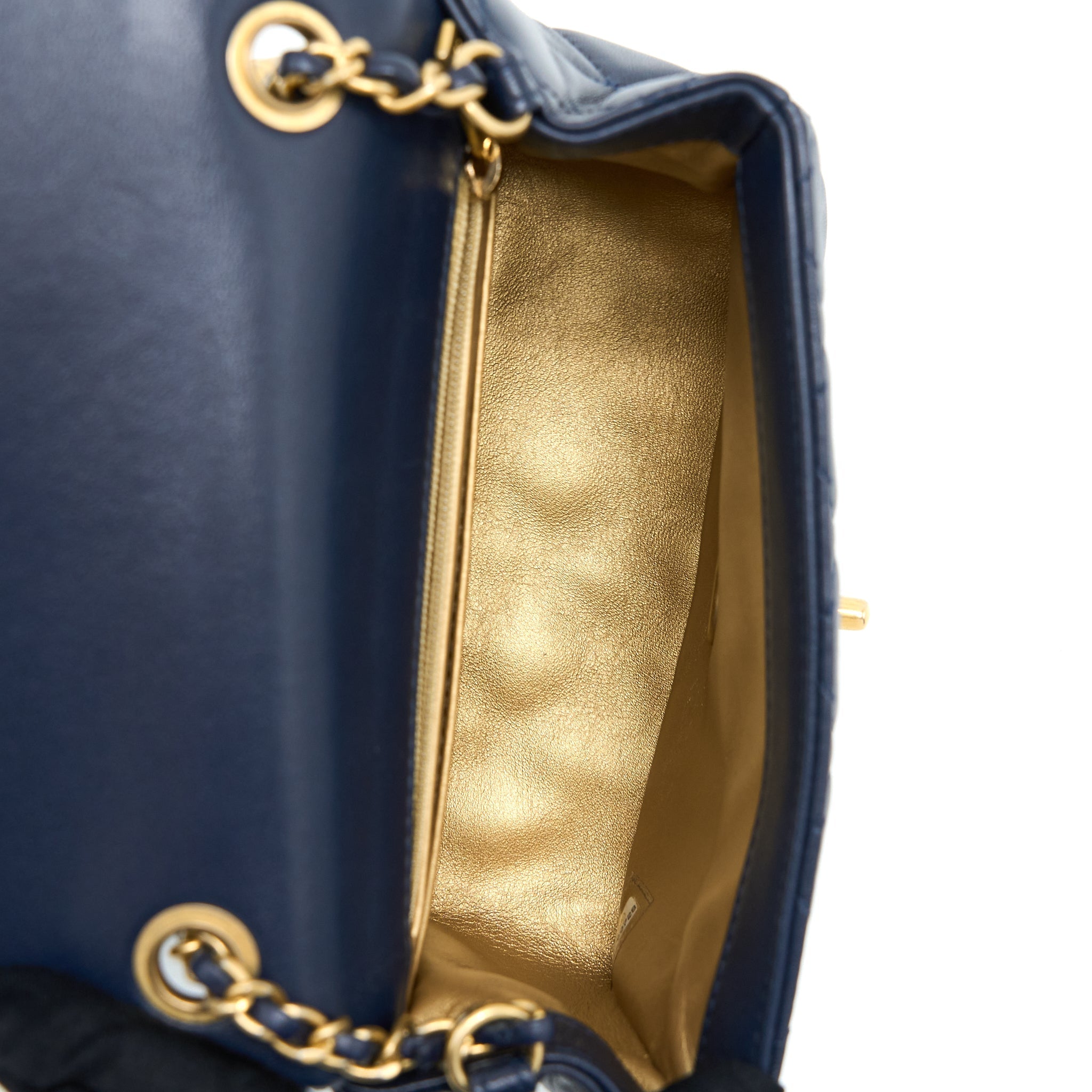 CHANEL PEARL CRUSH MINI SQUARE LAMBSKIN NAVY BRUSHED GHW
