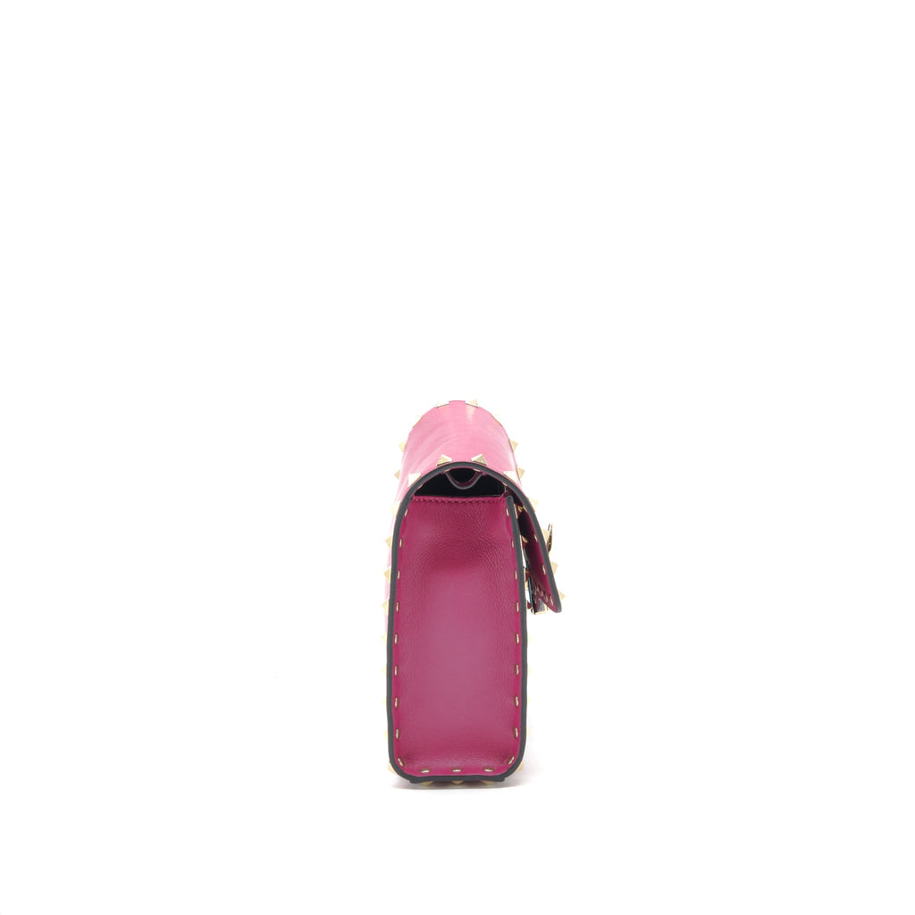 VALENTINO ROCKSTUD FLAP BAG DARK PINK LGHW