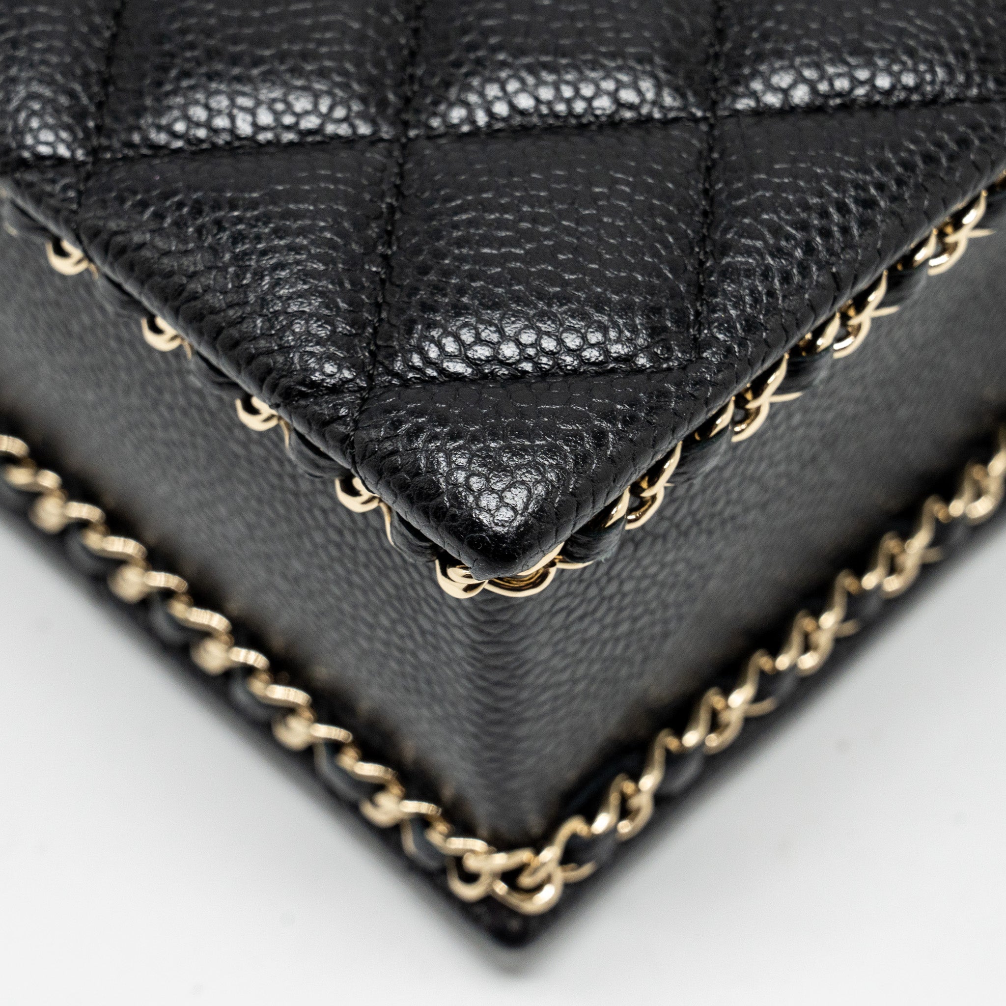 CHANEL QUILTED EVENING BOX BAG CAVIAR BLACK LGHW (MICROCHIP)