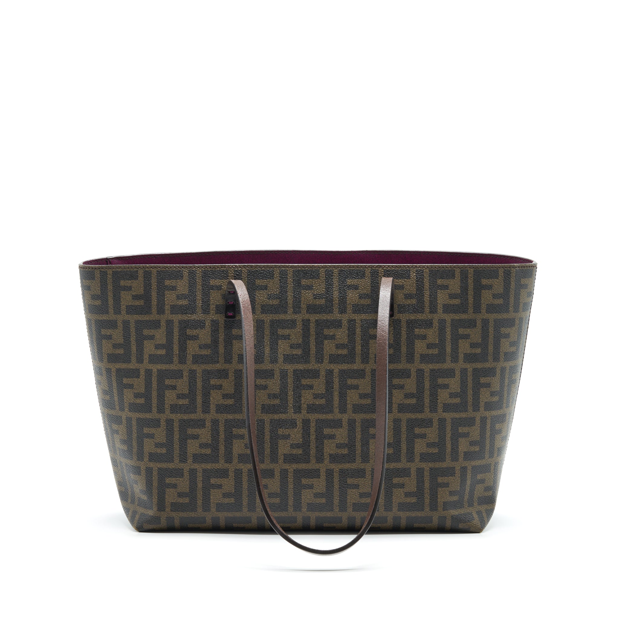 FENDI MONOGRAM LEATHER SHOPPER TOTE BAG