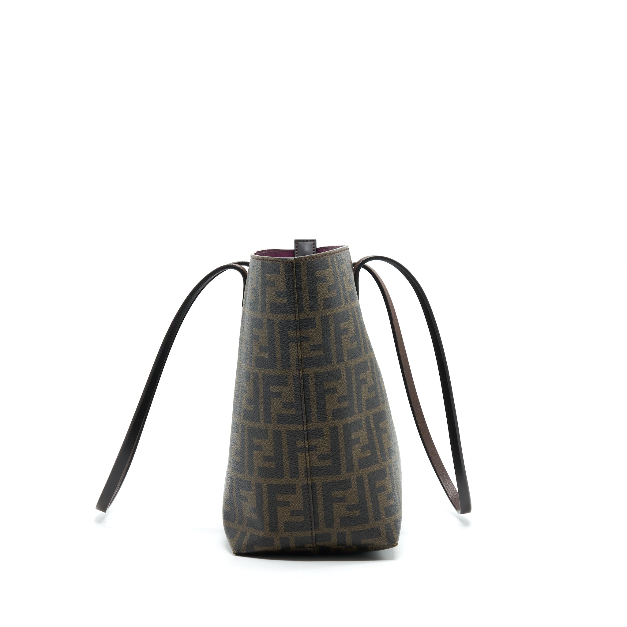 FENDI MONOGRAM LEATHER SHOPPER TOTE BAG