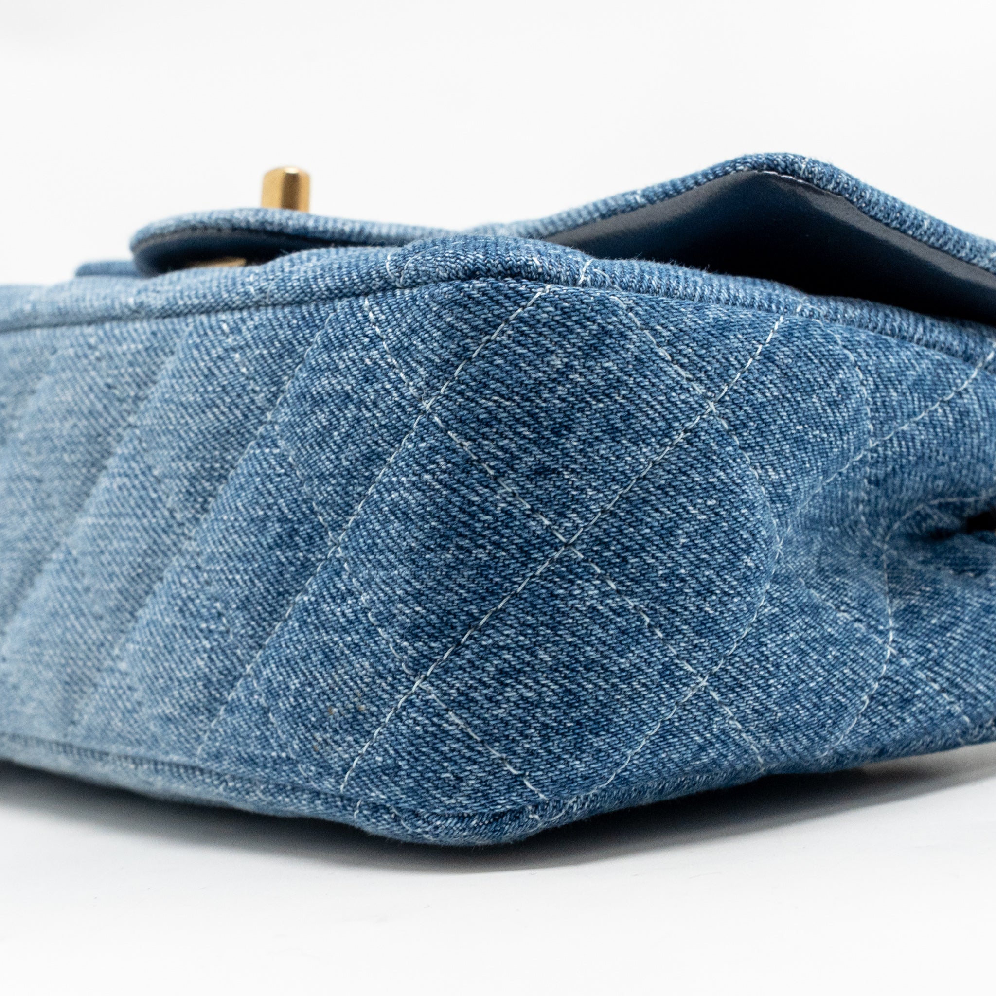 CHANEL MINI RECTANGULAR FLAP BAG DENIM BLUE GHW (MICROCHIP)