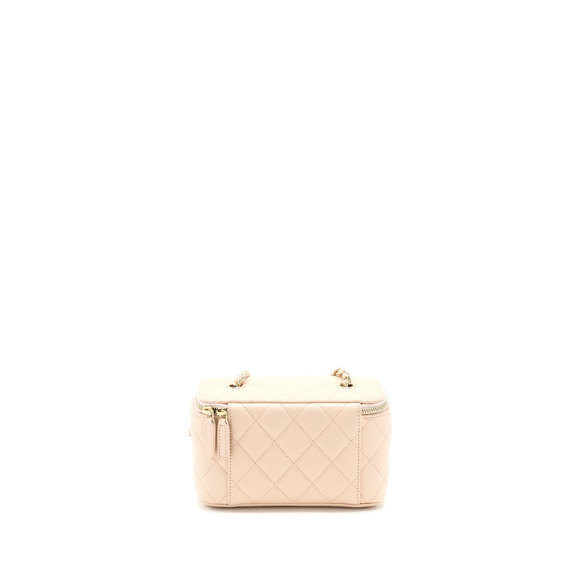 CHANEL LONG VANITY CASE CAVIAR LIGHT BEIGE LGHW