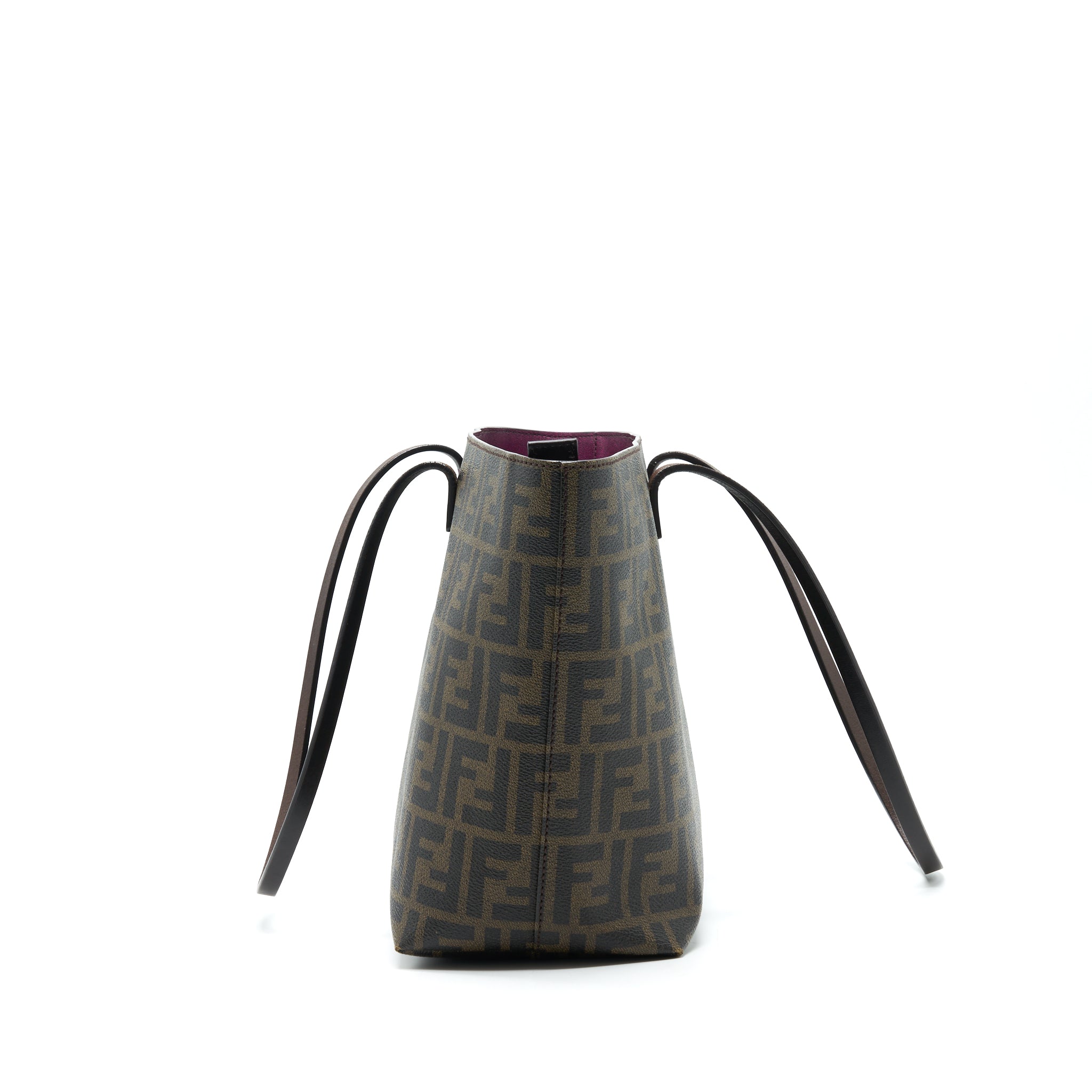 FENDI MONOGRAM LEATHER SHOPPER TOTE BAG