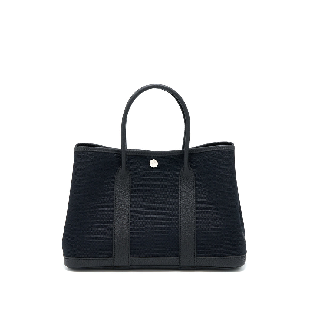 HERMES GARDEN PARTY 30 CANVAS/LEATHER BLACK SHW
