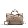 BALENCIAGA CLASSIC CITY BAG LIGHT BROWN RUTHENIUM HARDWARE