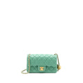 CHANEL PEARL CRUSH MINI RECTANGULAR FLAP BAG LAMBSKIN GREEN GHW (MICROCHIP)