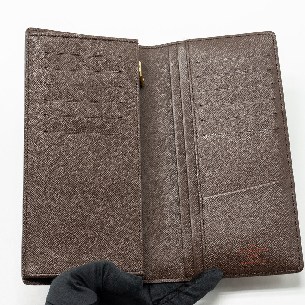 LOUIS VUITTON BRAZZA LONG WALLET DAMIER EBENE CANVAS GHW