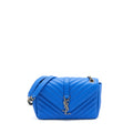 SAINT LAURENT MINI COLLEGE BAG GRAINED CALFSKIN BLUE RUTHENIUM HARDWARE