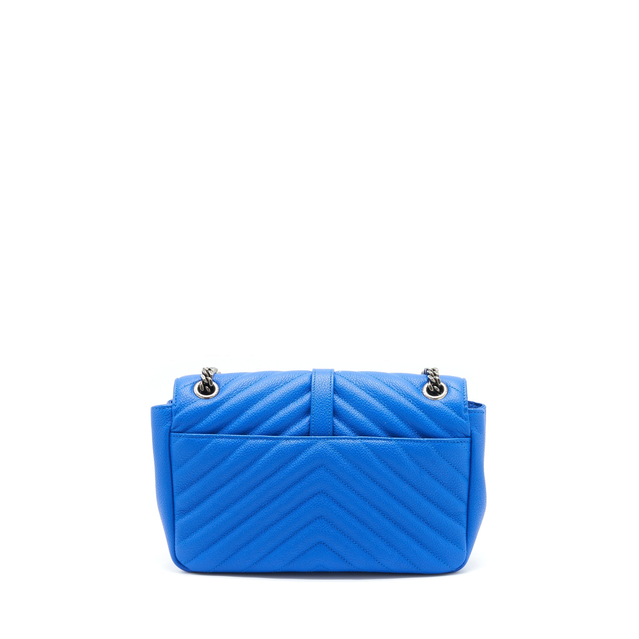 SAINT LAURENT MINI COLLEGE BAG GRAINED CALFSKIN BLUE RUTHENIUM HARDWARE