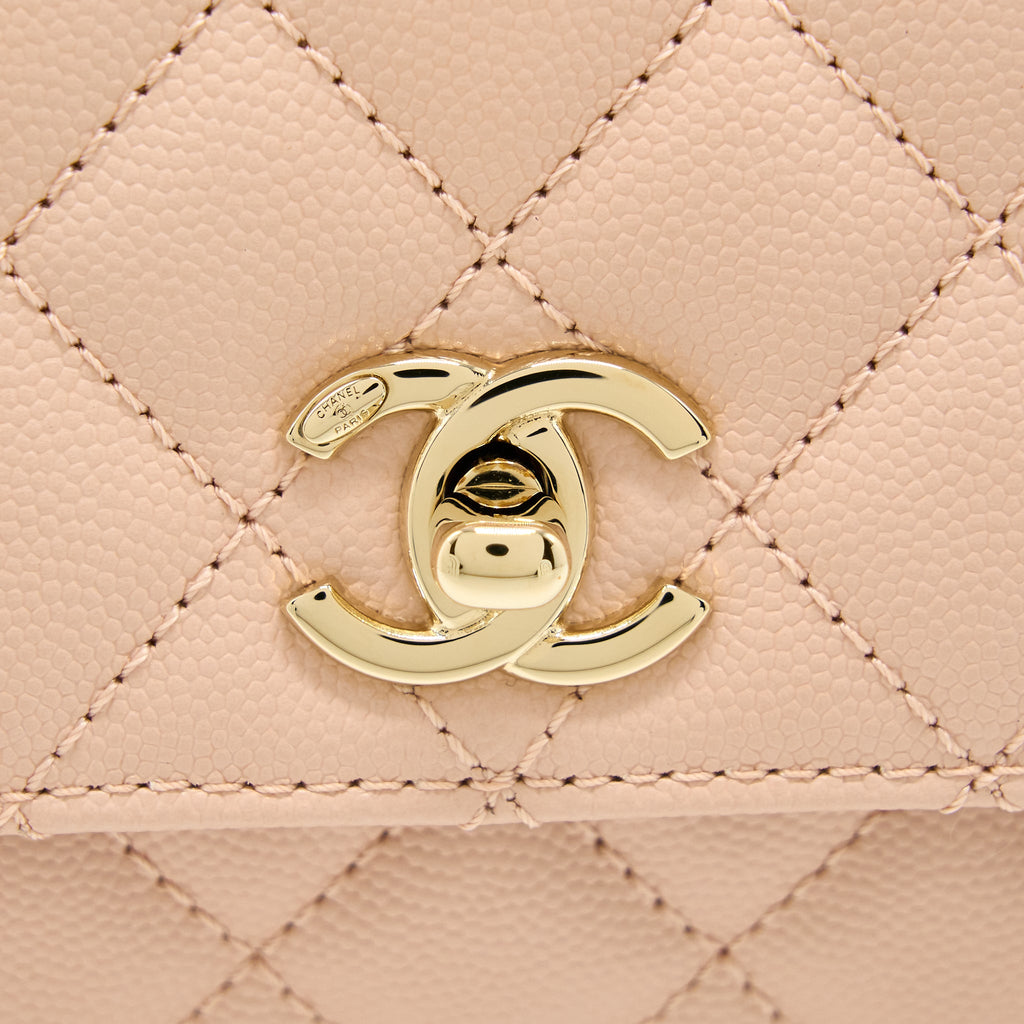 CHANEL 21A SMALL COCO HANDLE CAVIAR ND022 ROSE CLAIR / LIGHT PINK LGHW(MICROCHIP)