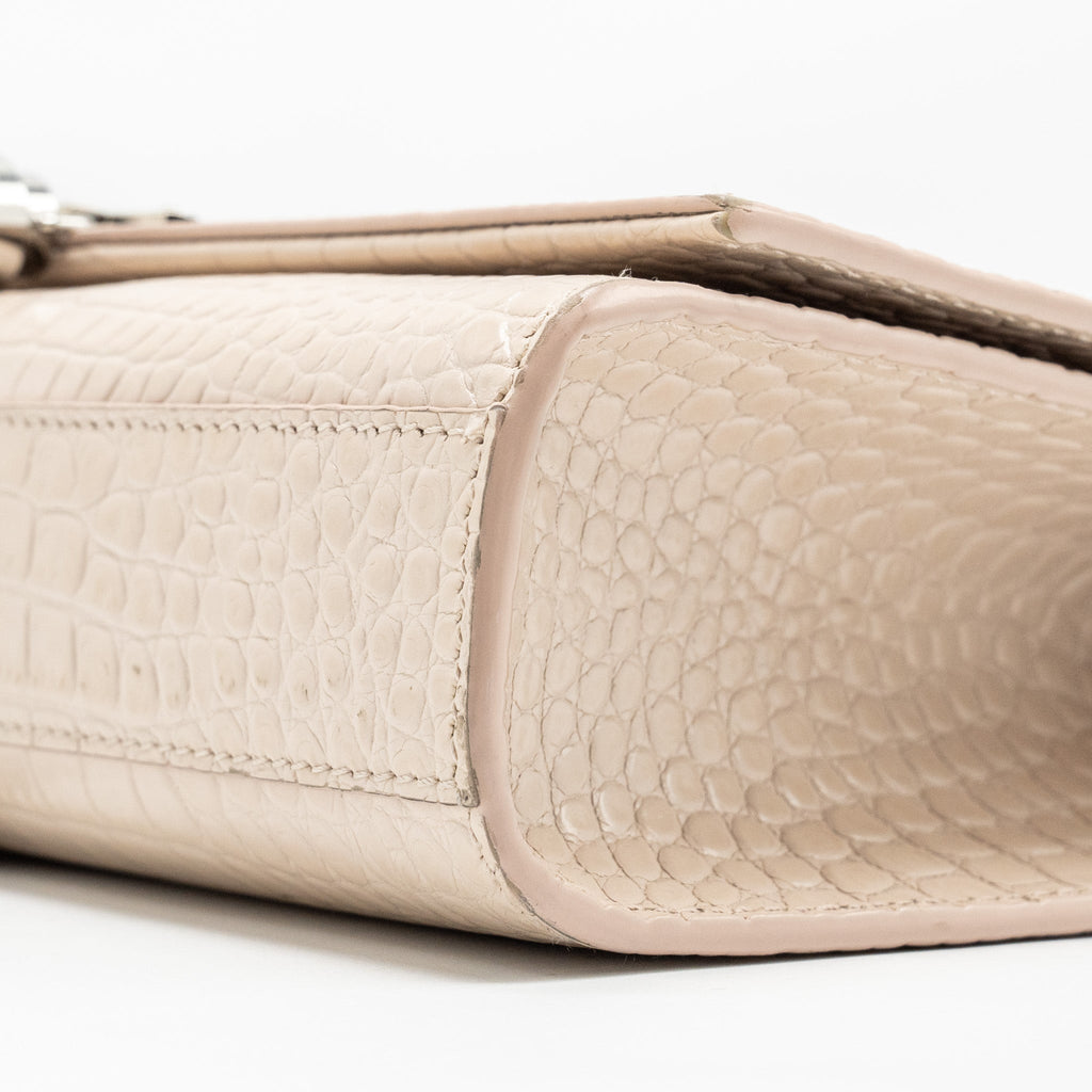 SAINT LAURENT/YSL KATE BAG CROC-EMBOSSED CALFSKIN BEIGE SHW
