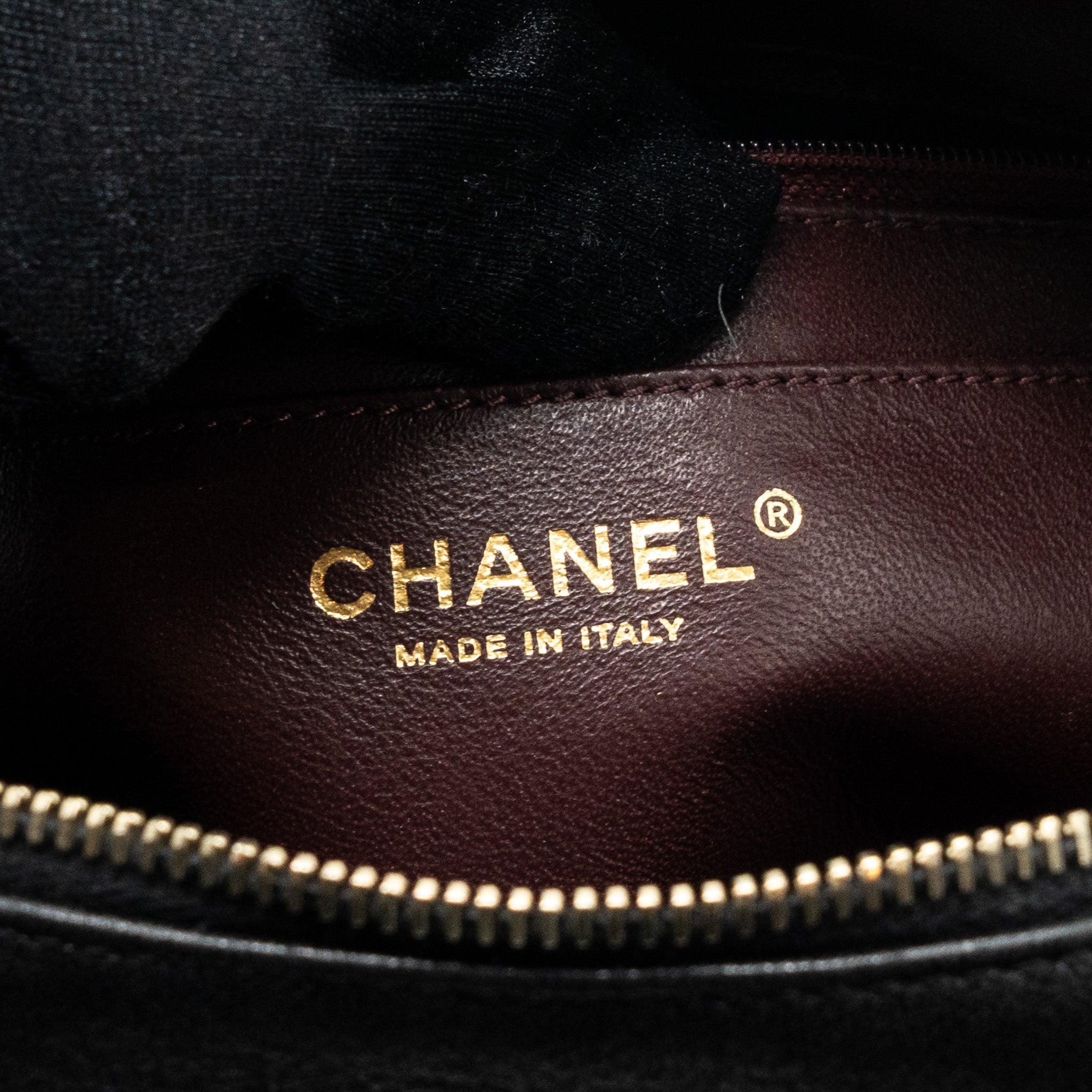 CHANEL ZIPPER CAMERA CHAIN BAG LAMBSKIN BLACK GHW
