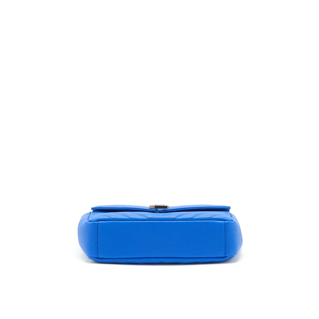 SAINT LAURENT MINI COLLEGE BAG GRAINED CALFSKIN BLUE RUTHENIUM HARDWARE