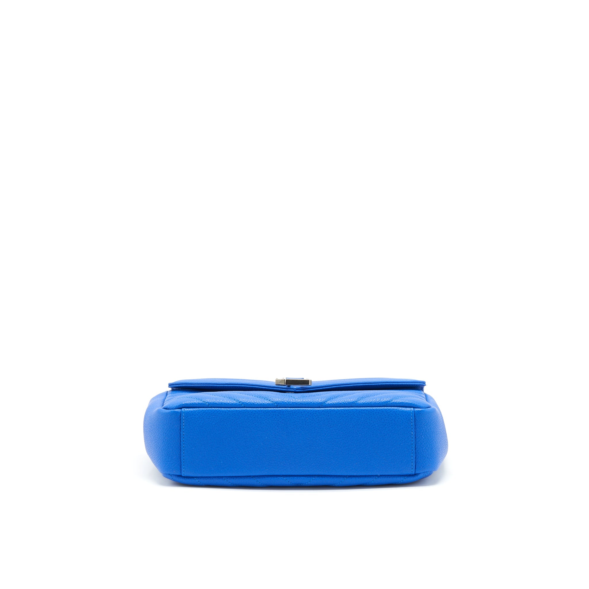 SAINT LAURENT MINI COLLEGE BAG GRAINED CALFSKIN BLUE RUTHENIUM HARDWARE