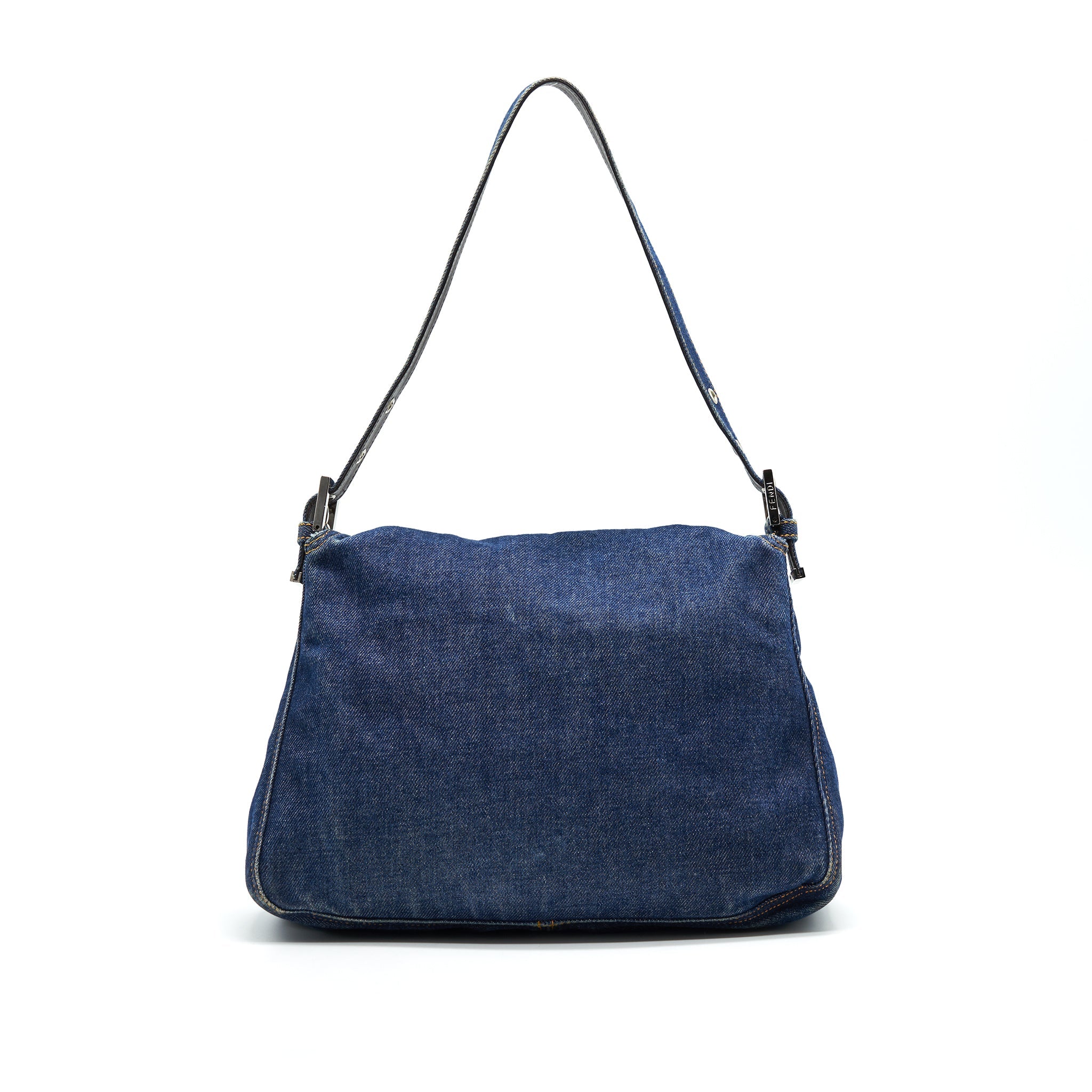 FENDI VINTAGE DENIM MAMMA BAGUETTE SHOULDER BAG