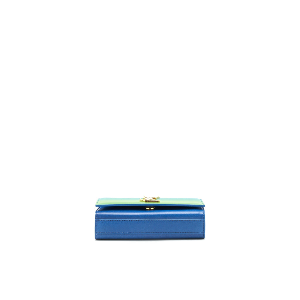 SAINT LAURENT MINI KATE CHAIN BAG (17CM) BLUE/ GREEN GHW