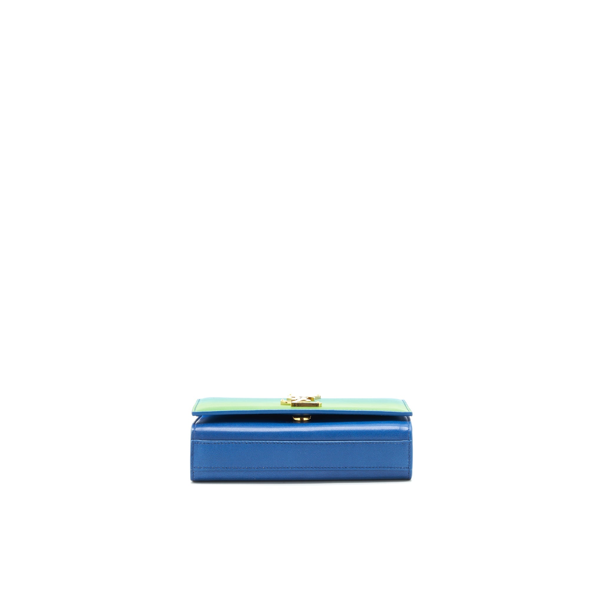 SAINT LAURENT MINI KATE CHAIN BAG (17CM) BLUE/ GREEN GHW