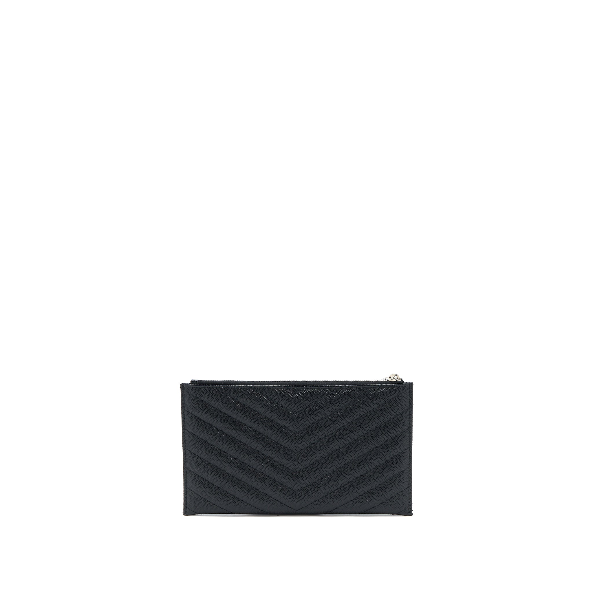 SAINT LAURENT CASSANDRA MATELASSE ZIPPED POUCH GRAINED CALFSKIN BLACK SHW