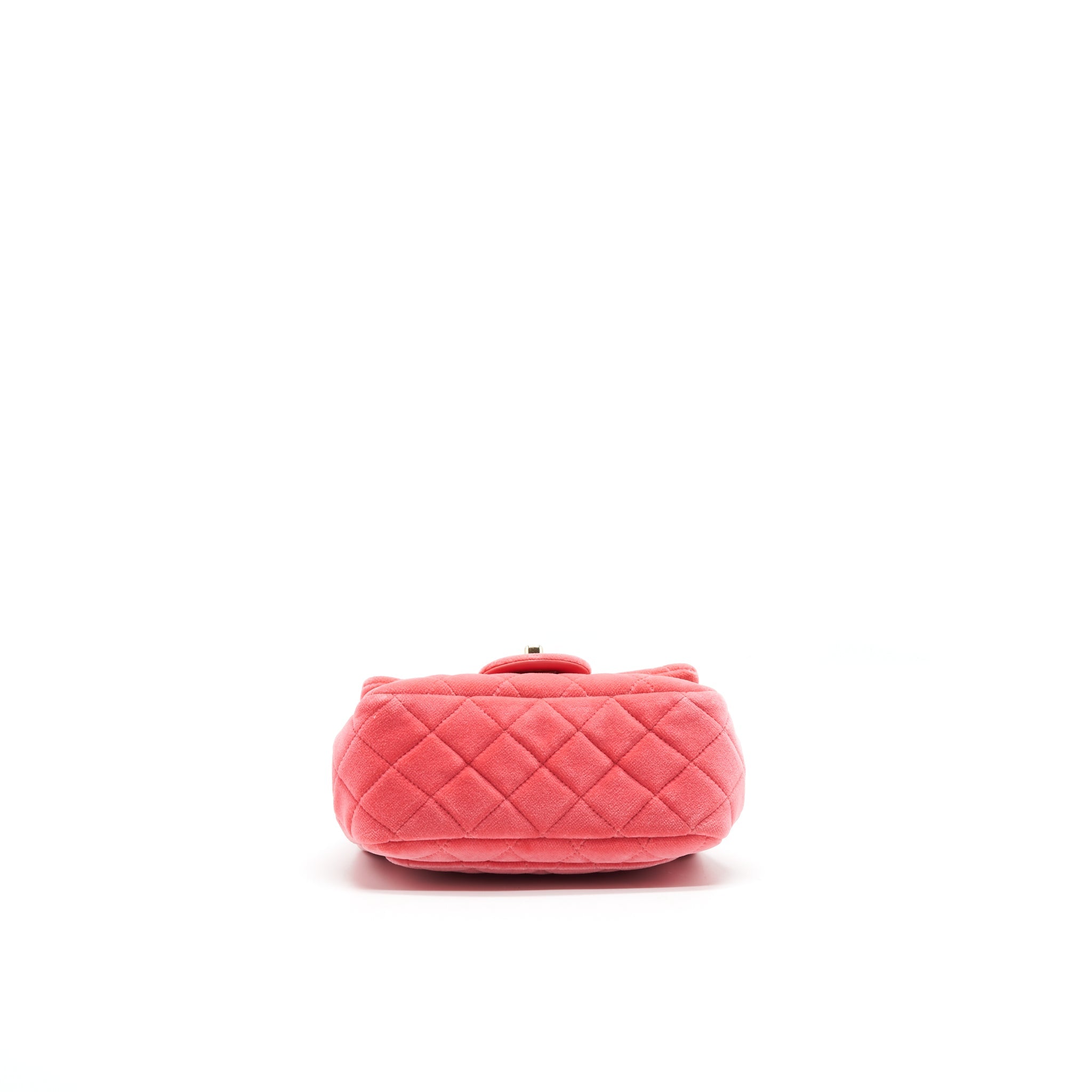 CHANEL VELVET QUILTED MINI SQUARE PEARL CRUSH FLAP BAG PINK