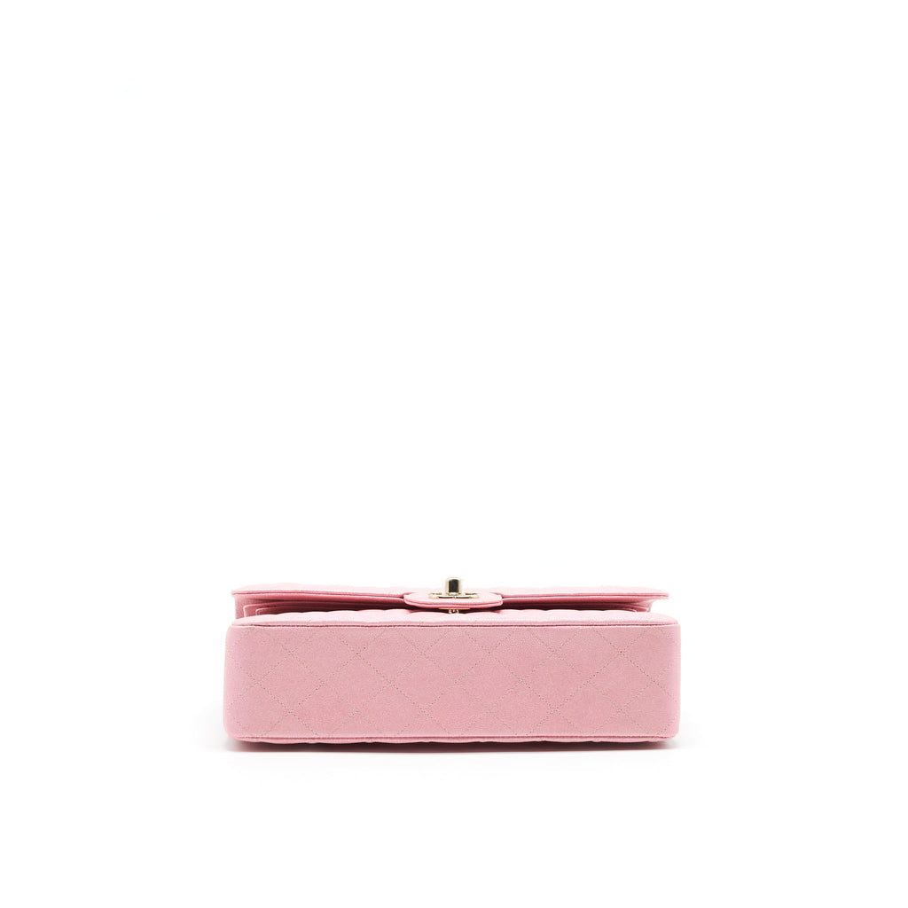 CHANEL IRIDESCENT PEARLY PINK MEDIUM CLASSIC DOUBLE FLAP BAG CAVIAR WITH LGHW