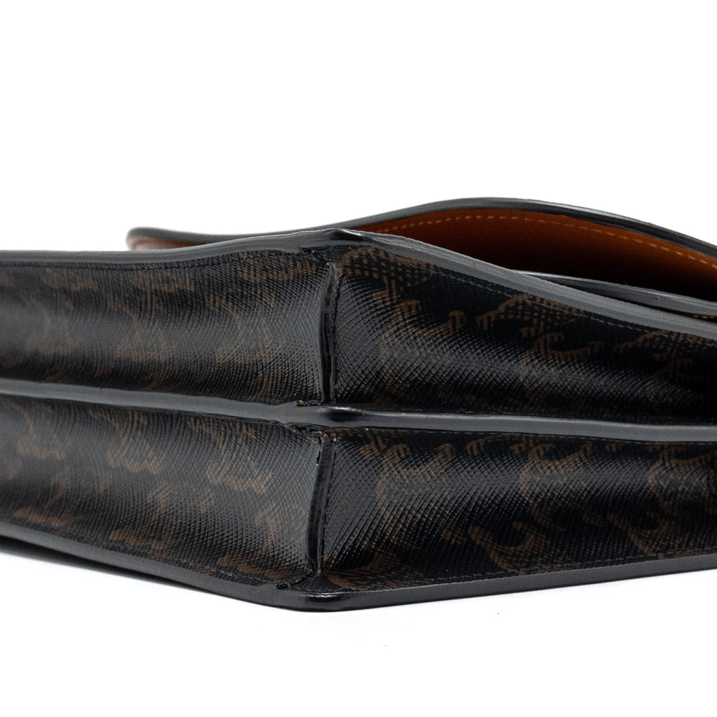 CELINE WALLET ON STRAP TRIOMPHE CANVAS/SMOOTH LAMBSKIN TAN GHW