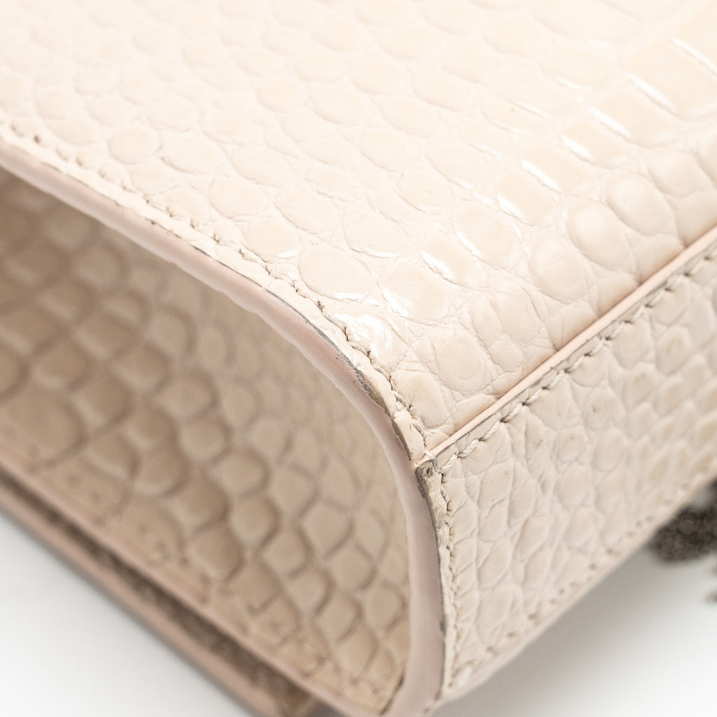 SAINT LAURENT/YSL KATE BAG CROC-EMBOSSED CALFSKIN BEIGE SHW