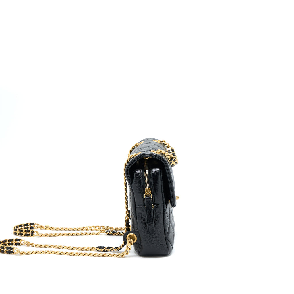 CHANEL 22P FLAP BACKPACK CAVIAR BLACK BRUSHED GHW (MICROCHIP)
