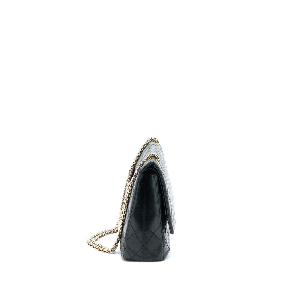 CHANEL 2.55 227 MAXI REISSUE FLAP BAG AGED CALFSKIN BLACK LGHW