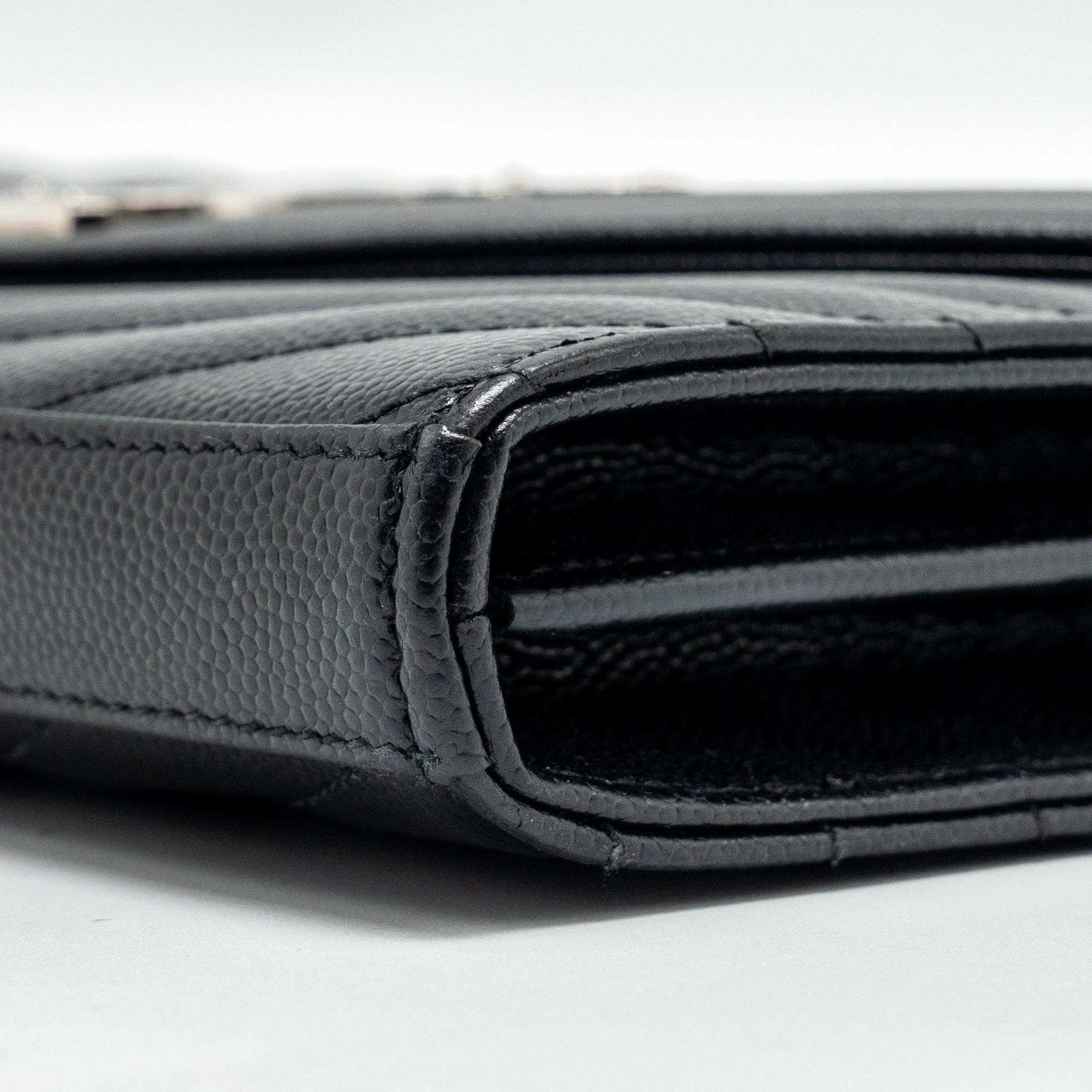 SAINT LAURENT ENVELOP CHAIN BAG GRAINED CALFSKIN BLACK SHW