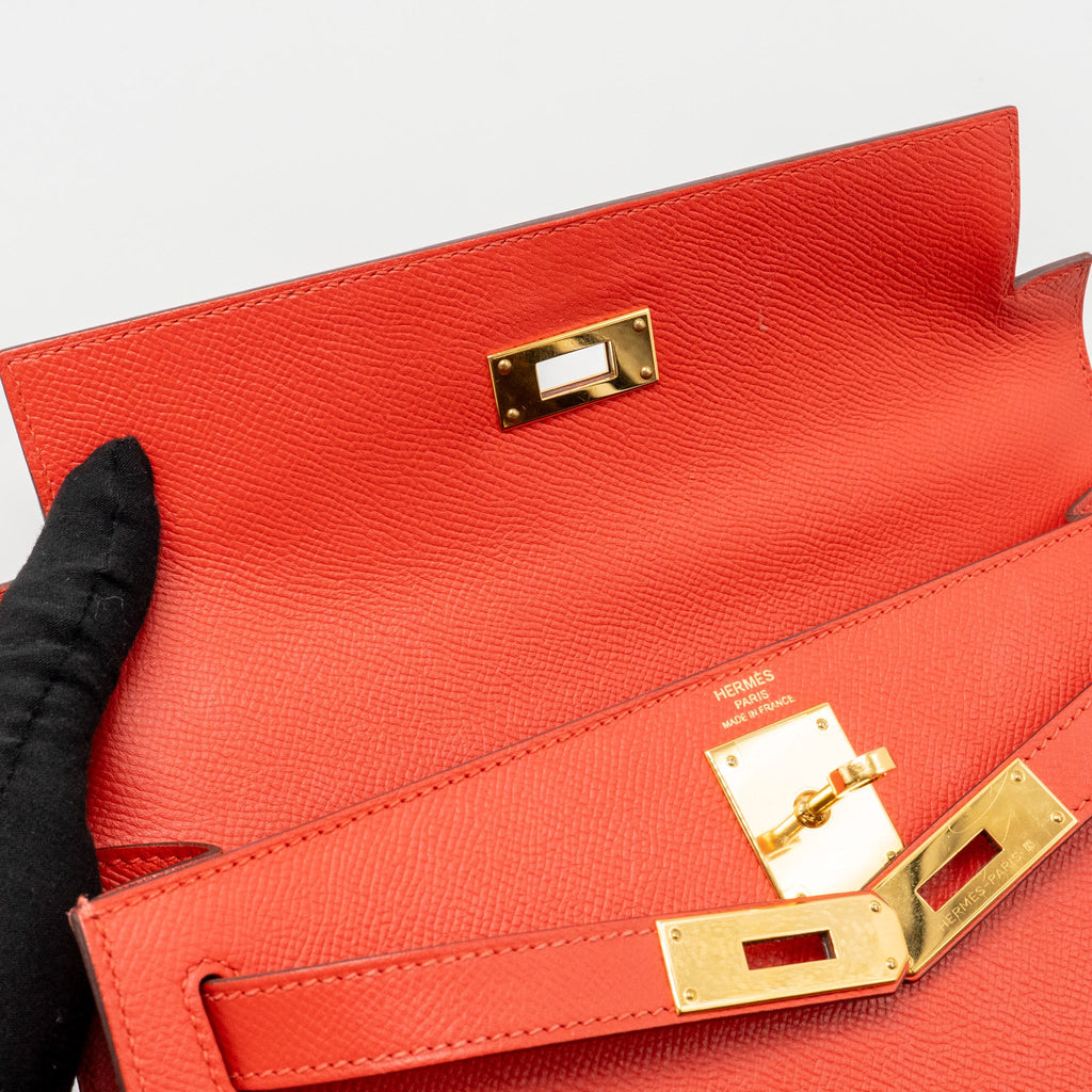HERMES KELLY 28 EPSOM ROUGE PIVOINE GHW
