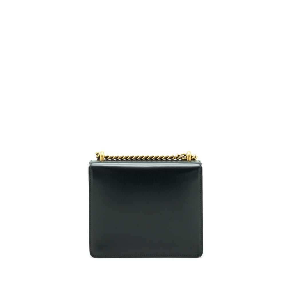 GUCCI GG FLAP BAG BOX CALFSKIN BLACK GHW