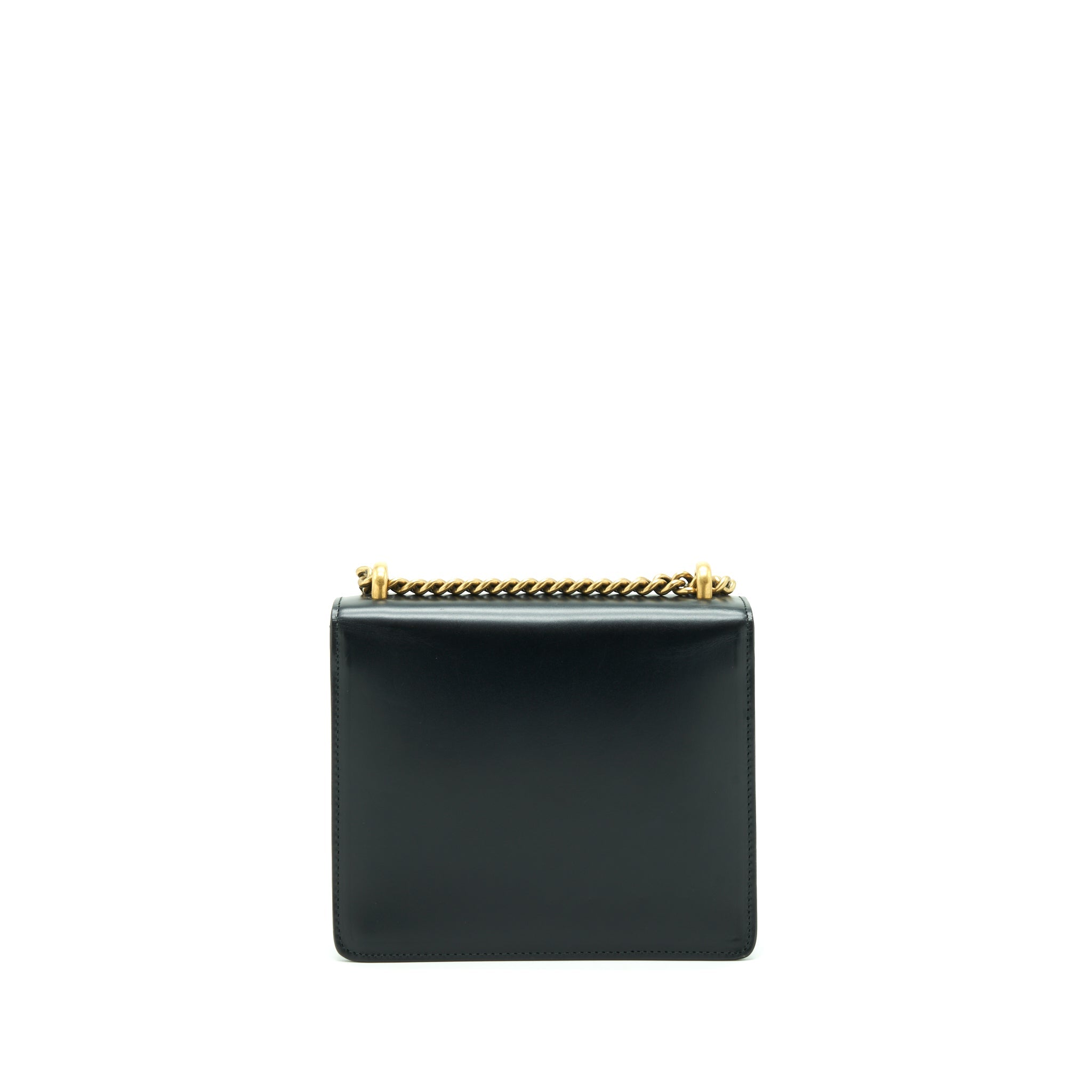 GUCCI GG FLAP BAG BOX CALFSKIN BLACK GHW