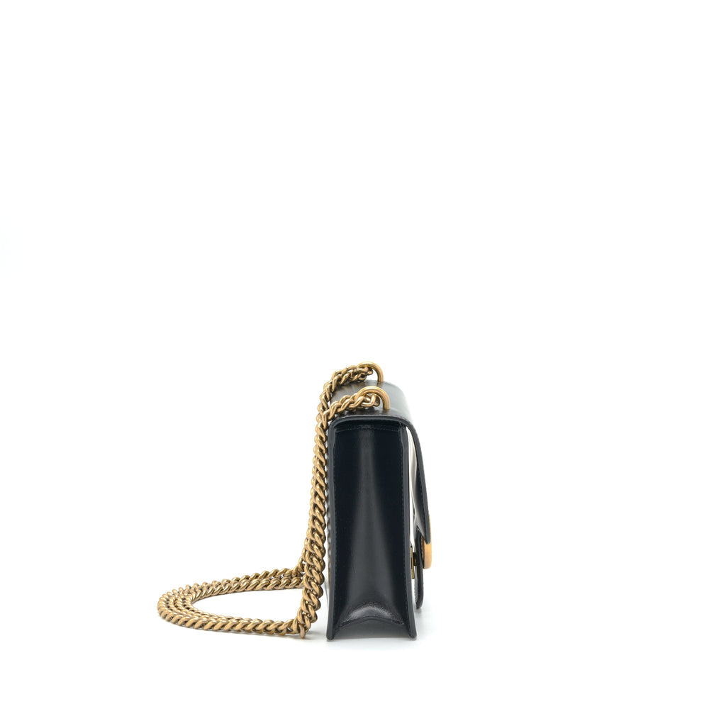 GUCCI GG FLAP BAG BOX CALFSKIN BLACK GHW
