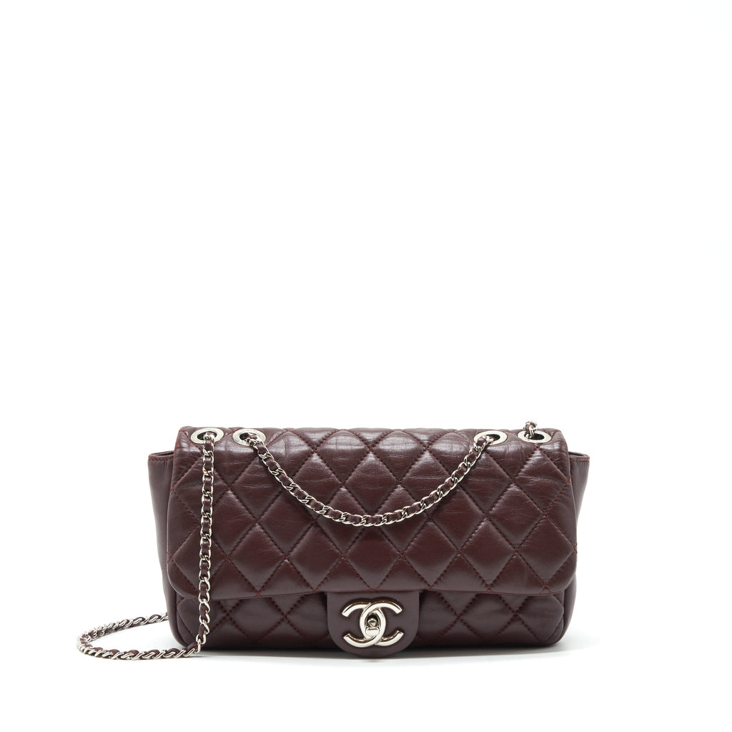 CHANEL COCO RAIN FLAP BAG LAMBSKIN BURGUNDY SHW