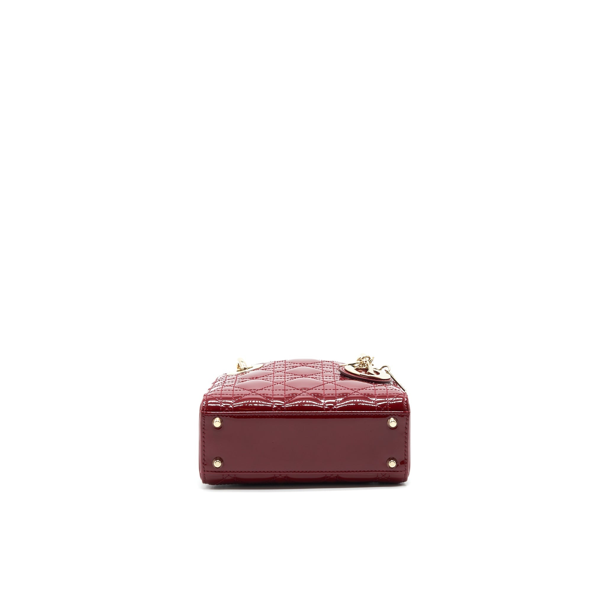 DIOR MINI LADY DIOR PATENT LEATHER RED WITH LGHW