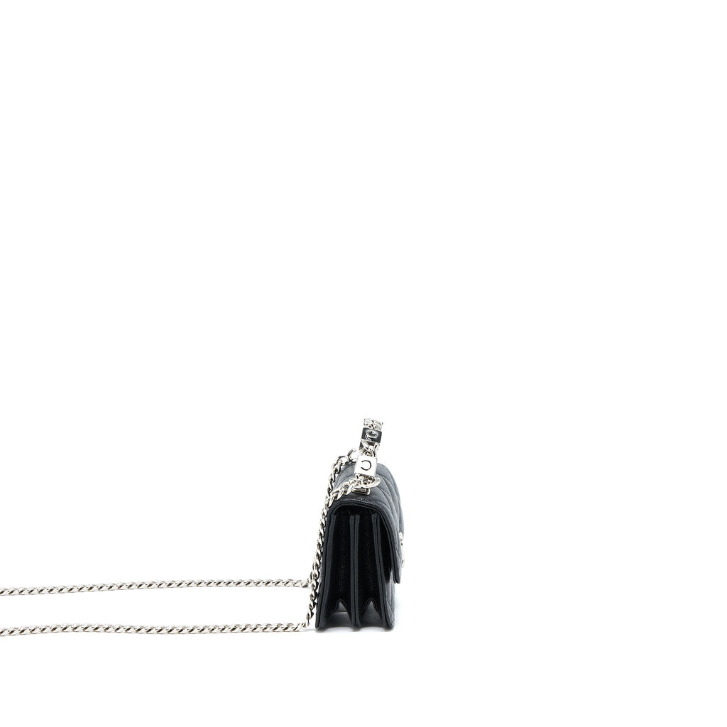 CHANEL DETAILED TOP HANDLE MINI FLAP BAG WITH CHAIN CAVIAR BLACK SHW