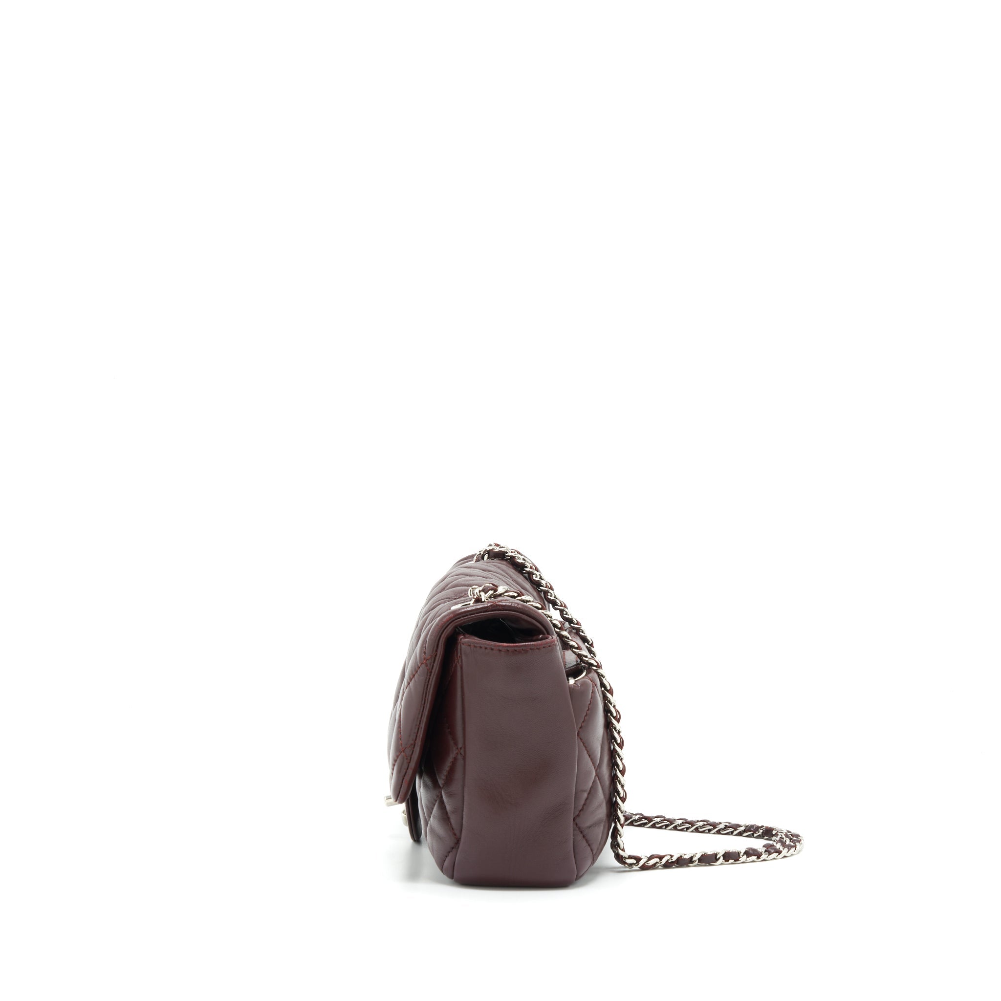 CHANEL COCO RAIN FLAP BAG LAMBSKIN BURGUNDY SHW