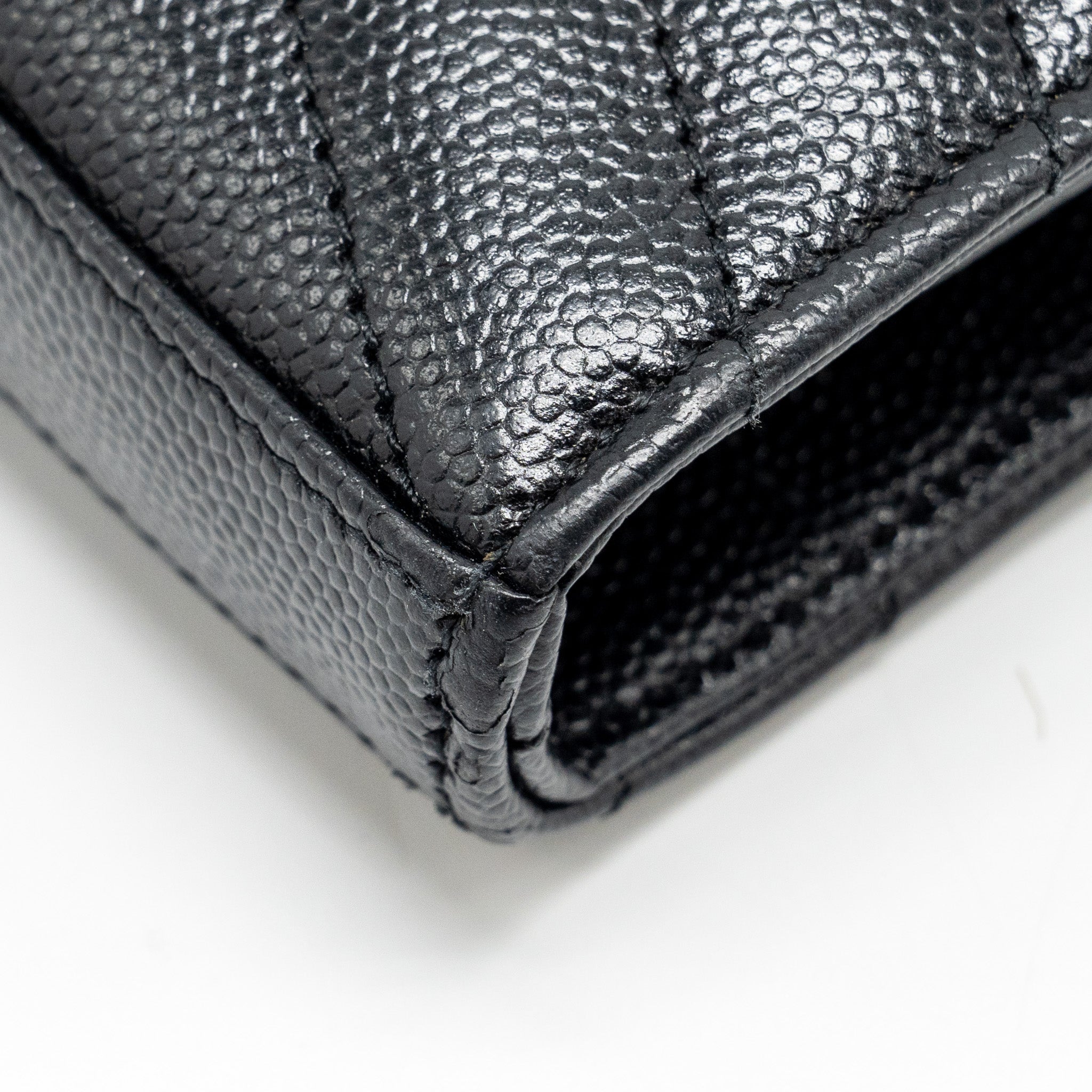 SAINT LAURENT ENVELOP CHAIN BAG GRAINED CALFSKIN BLACK SHW