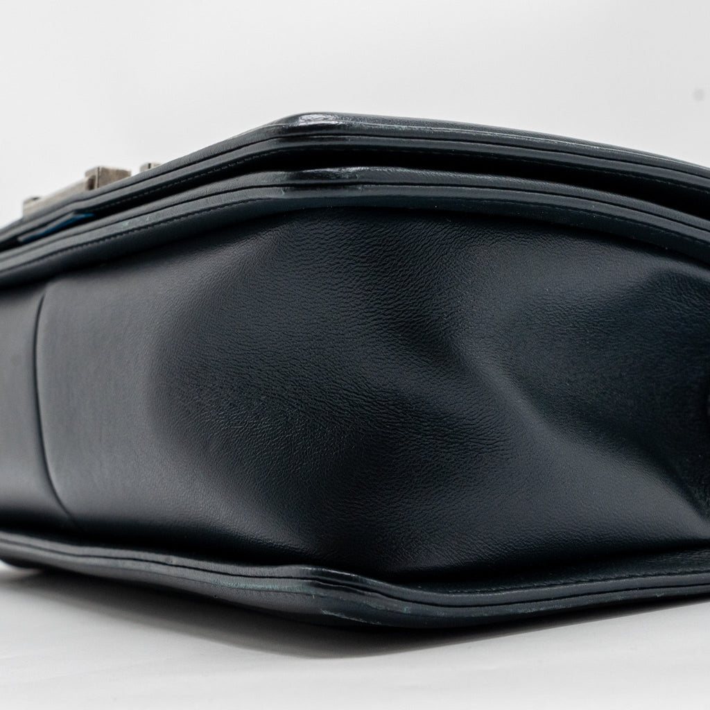 CHANEL MEDIUM BOY BAG CHEVRON LAMBSKIN DARK BLUE SHW