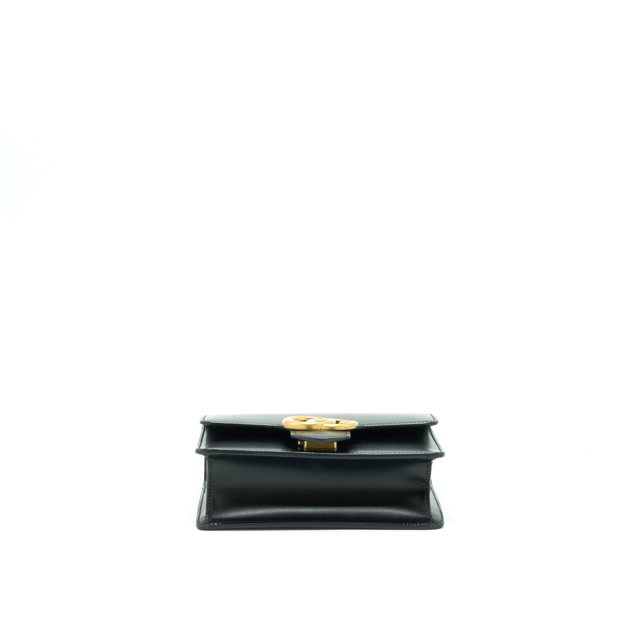 GUCCI GG FLAP BAG BOX CALFSKIN BLACK GHW