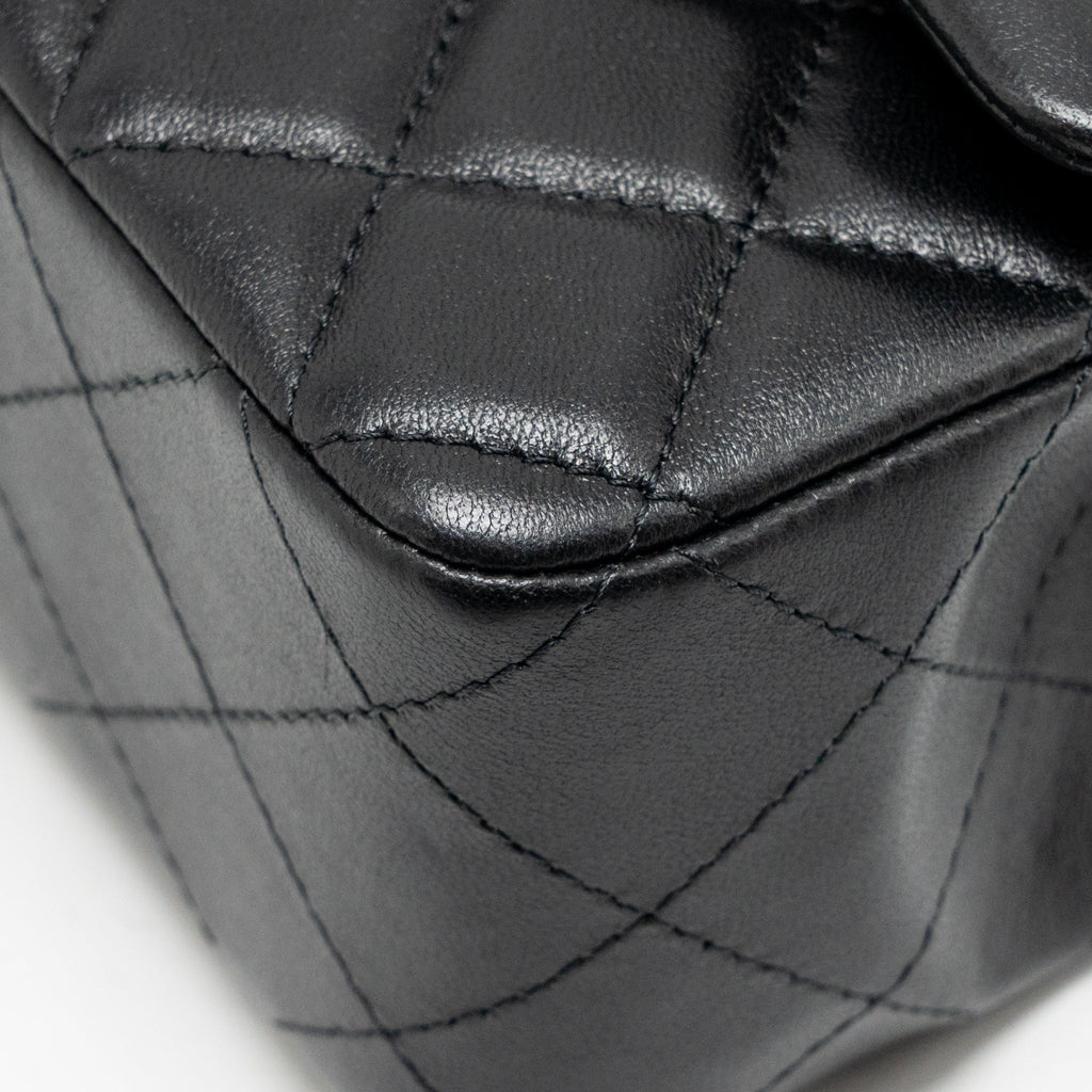 CHANEL MINI RECTANGULAR FLAP BAG LAMBSKIN BLACK RGHW (MICROCHIP)